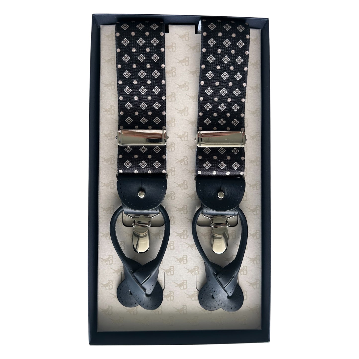 Bretelle & Braces - Midnight Blue Geometric Suspenders