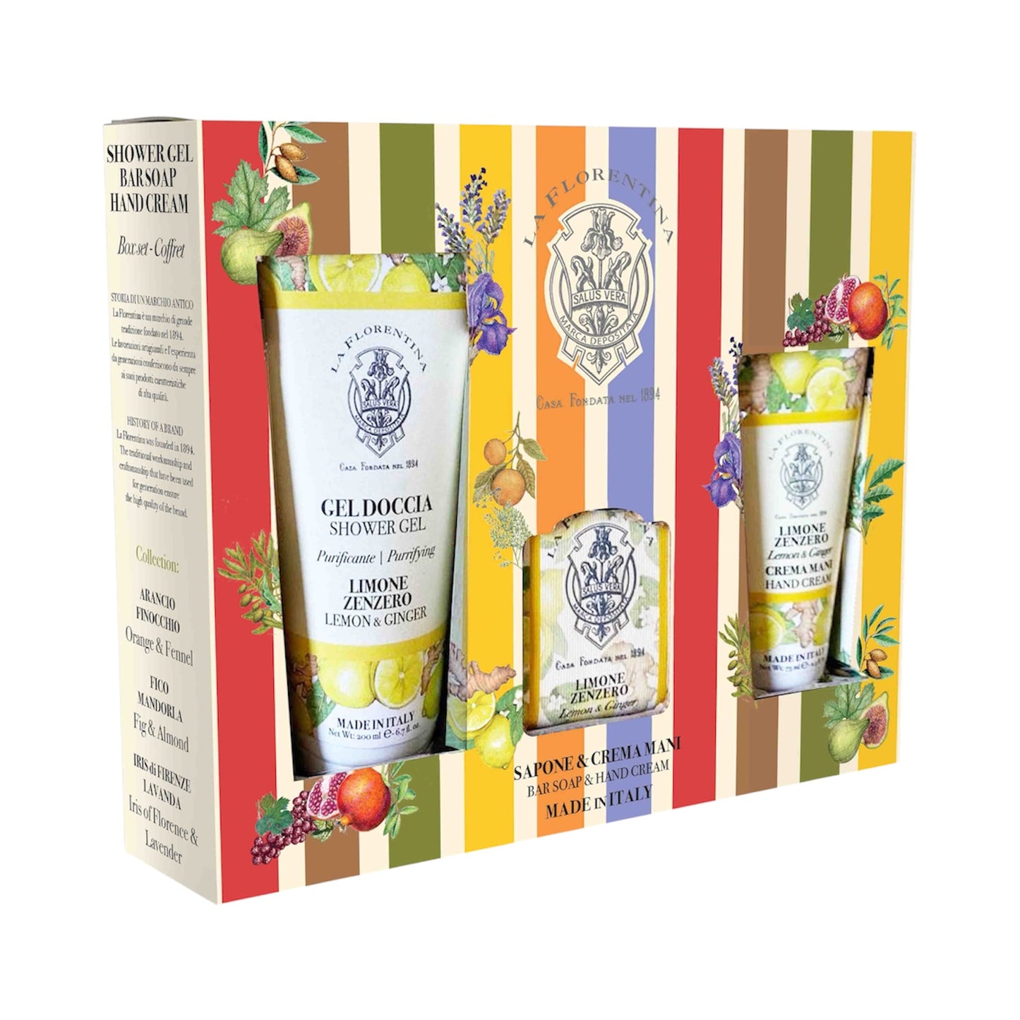 La Florentina Lemon & Ginger Soap, Hand Cream & Shower Gel Set