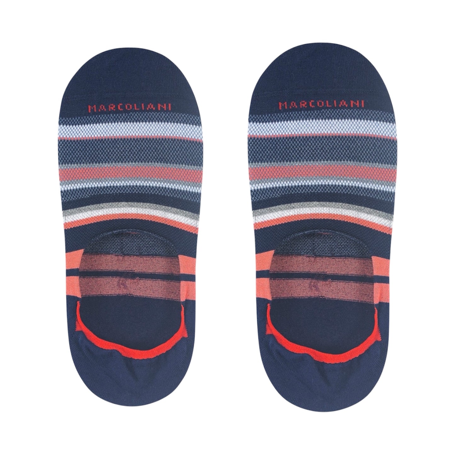 Marcoliani No-Show Socks Regatta Stripe Navy Red
