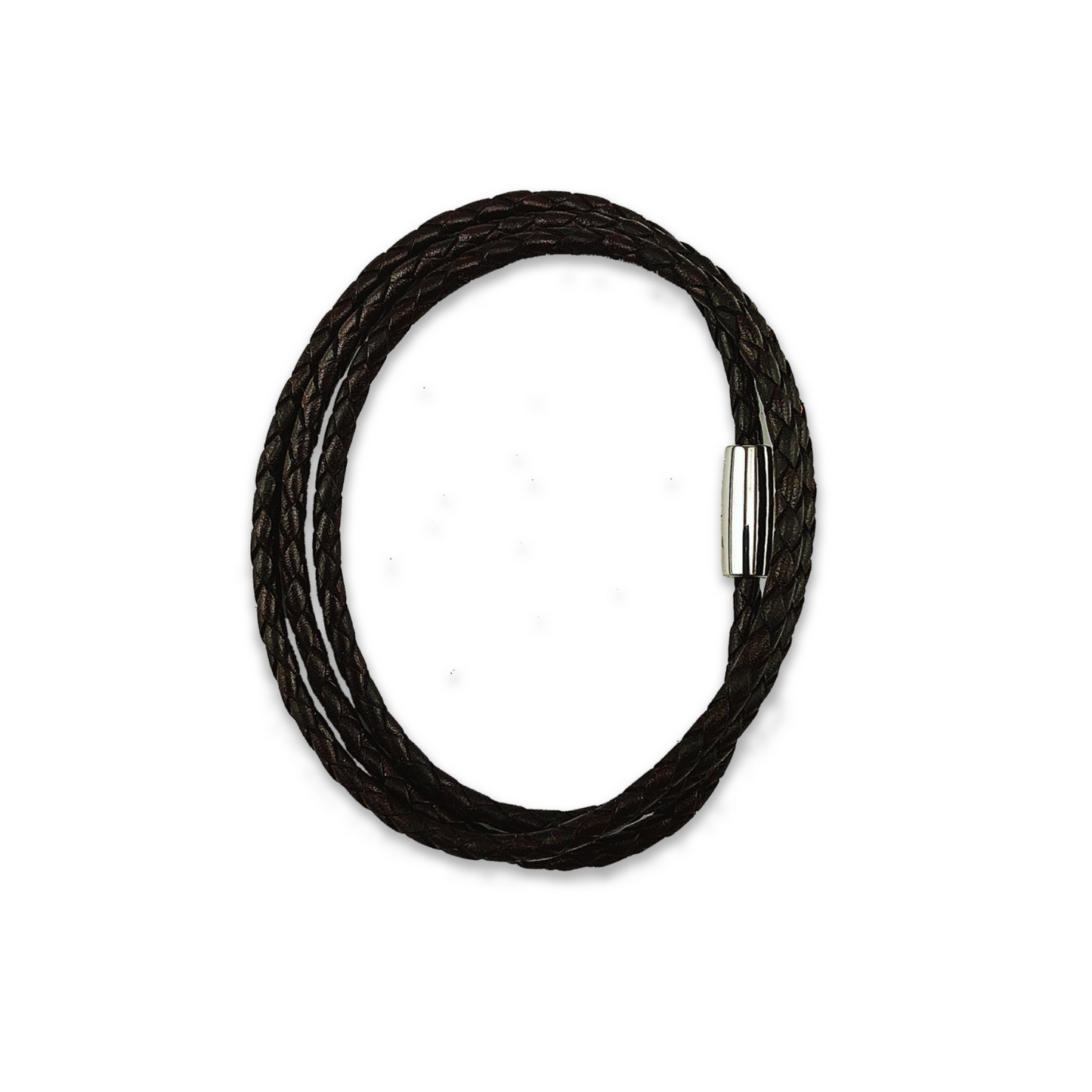 Triple Wrap Braided Leather Bracelet (Black)