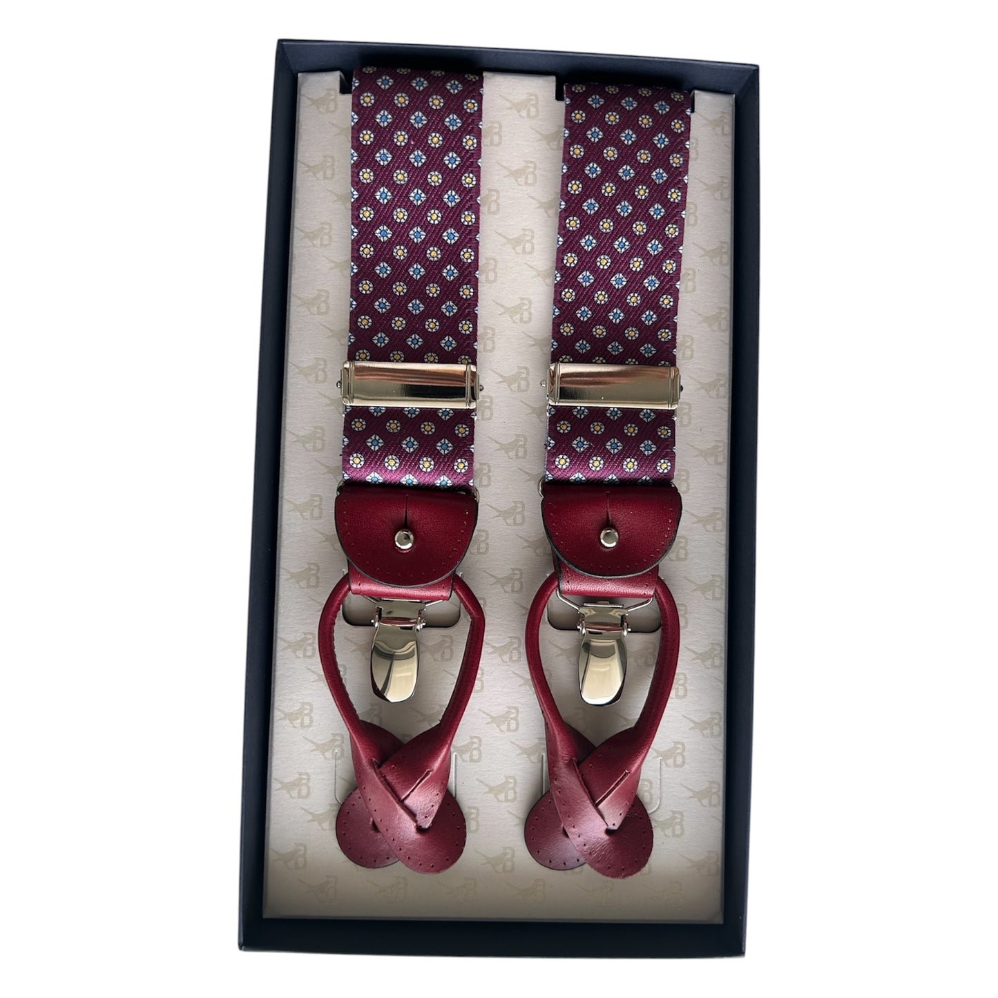 Bretelle & Braces - Burgundy Geometric Suspenders