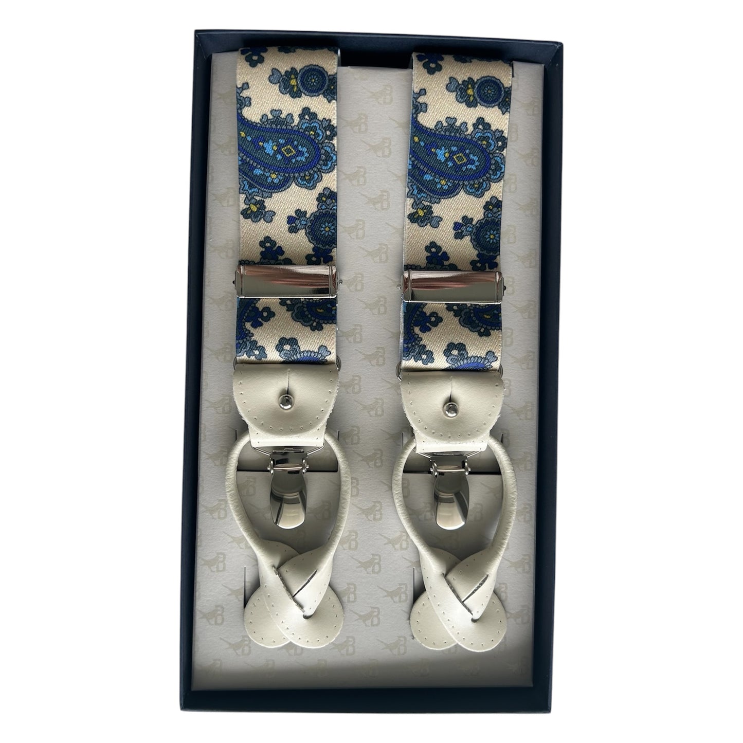Bretelle & Braces - Cream Paisley Suspenders