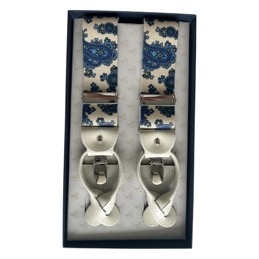 Bretelle & Braces - Cream Paisley Suspenders
