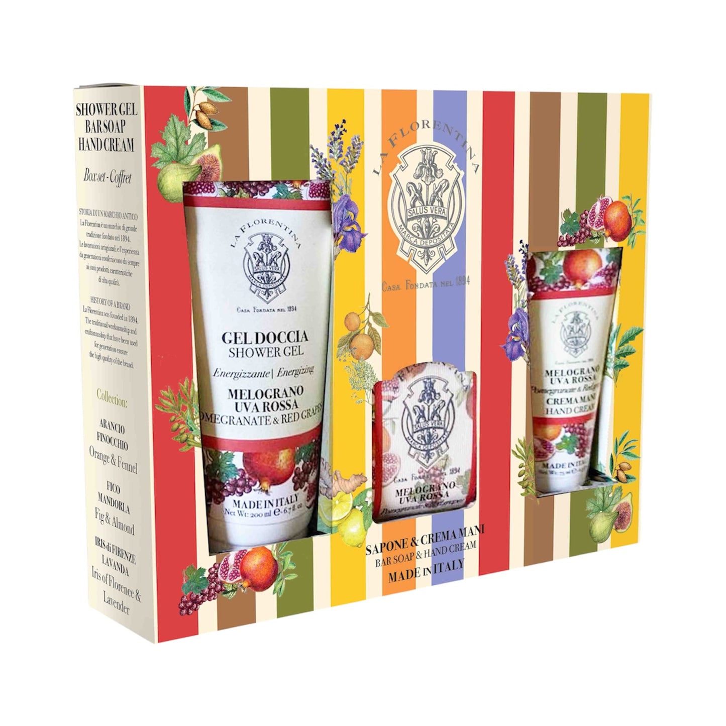 La Florentina Pomegranate & Red Grapes Soap, Hand Cream & Shower Gel Set