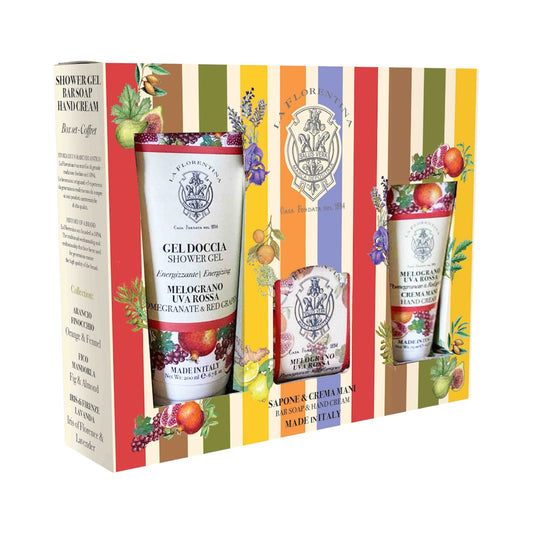 La Florentina Pomegranate & Red Grapes Soap, Hand Cream & Shower Gel Set