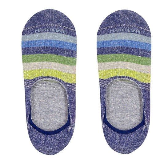 Marcoliani No-Show Socks Graded Stripe Denim Green
