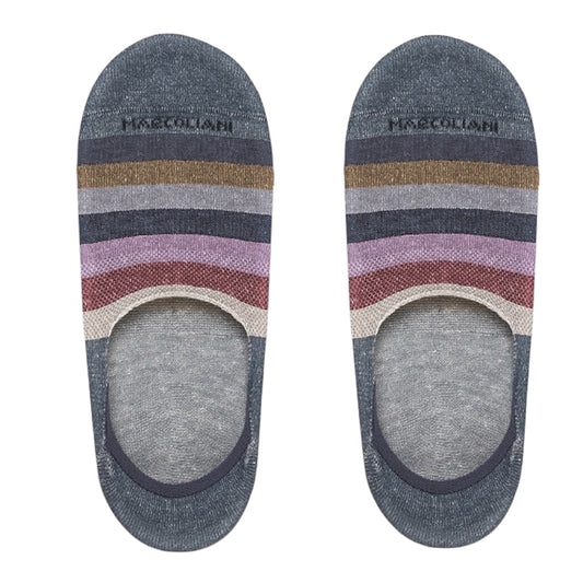 Marcoliani No-Show Socks Graded Stripe Denim Lavender