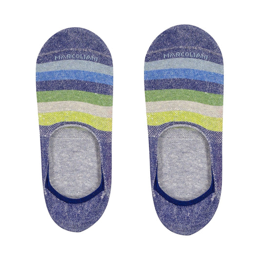 Marcoliani No-Show Socks Graded Stripe Denim Green