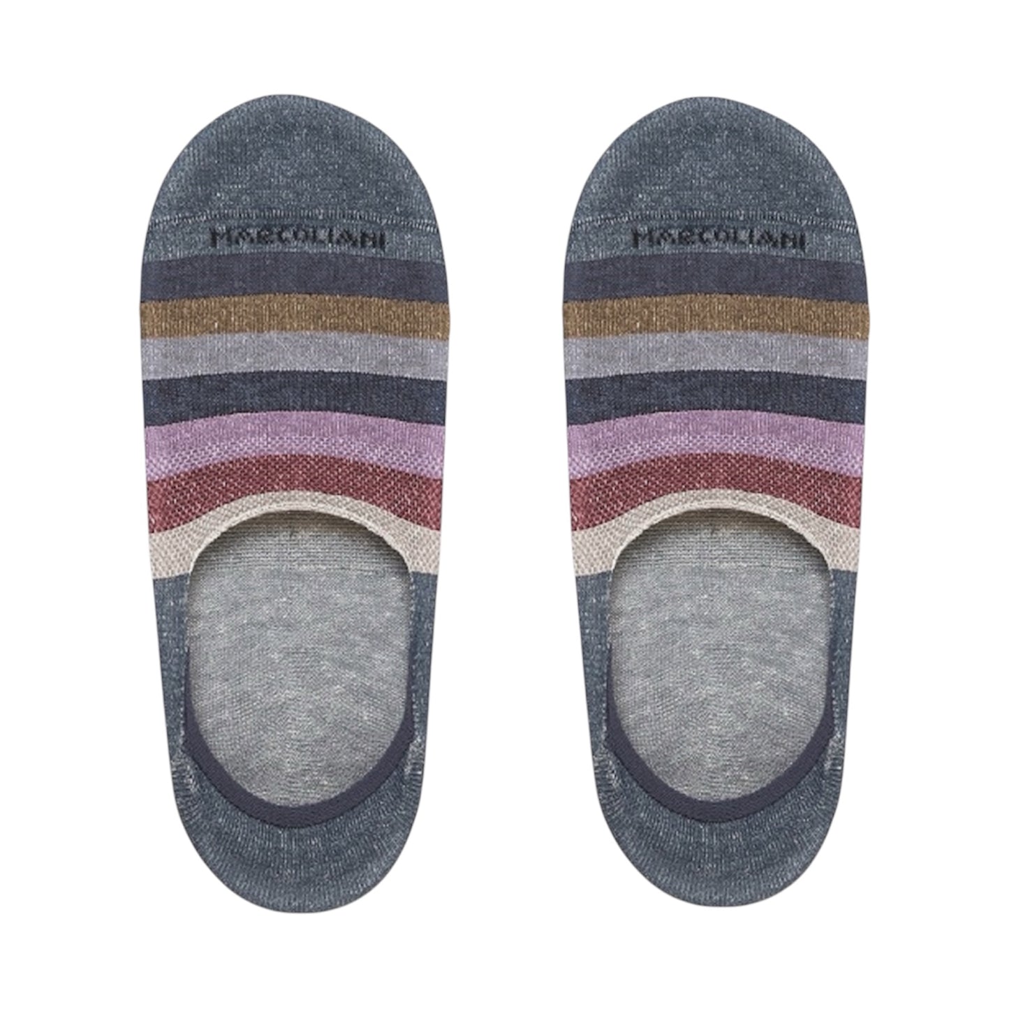 Marcoliani No-Show Socks Graded Stripe Denim Lavender