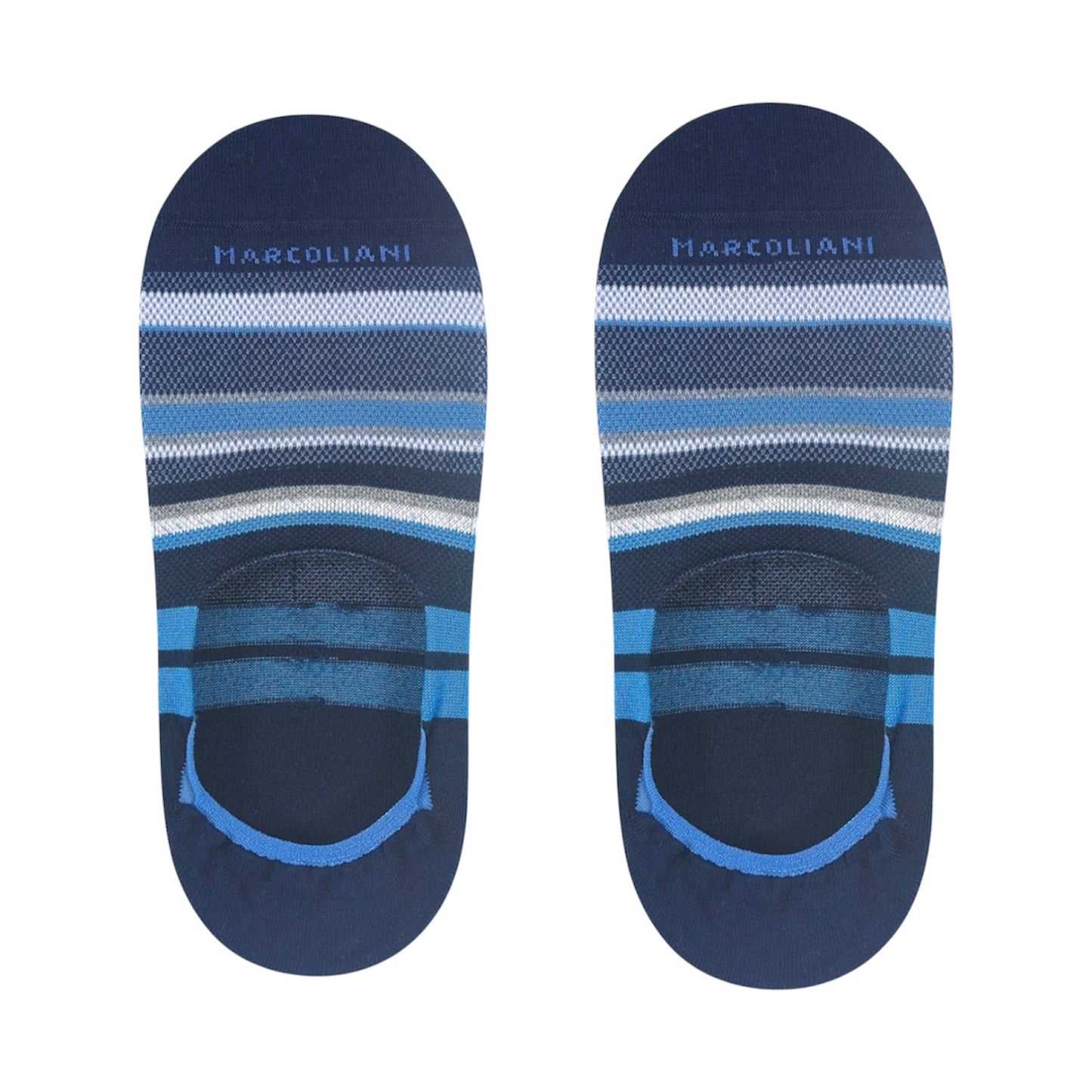 Marcoliani No-Show Socks Regatta Stripe Navy Blue