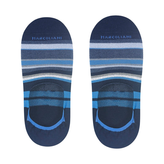 Marcoliani No-Show Socks Regatta Stripe Navy Blue