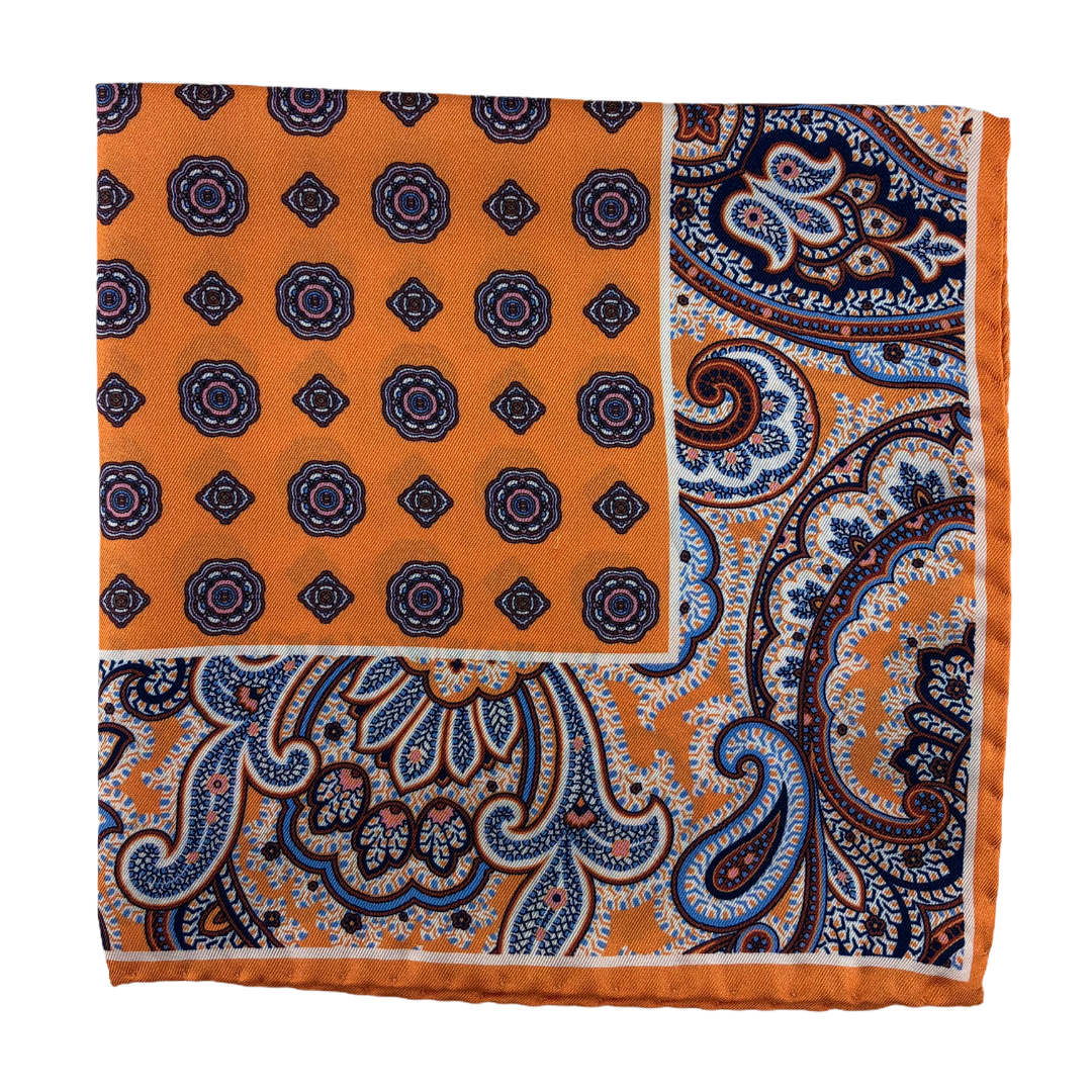 Sanmarco Pocket Square (Orange-Blue)