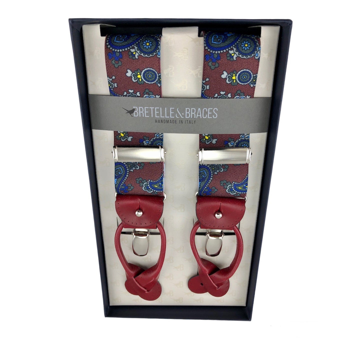 Bretelle & Braces Suspenders Burgundy Paisley