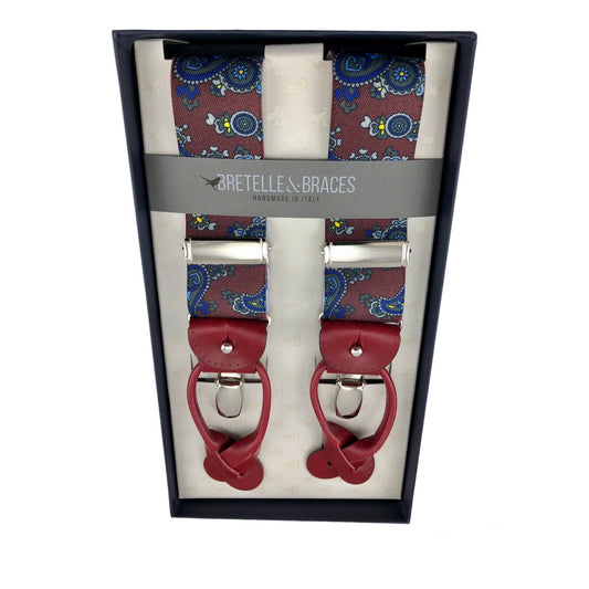 Bretelle & Braces Suspenders Burgundy Paisley