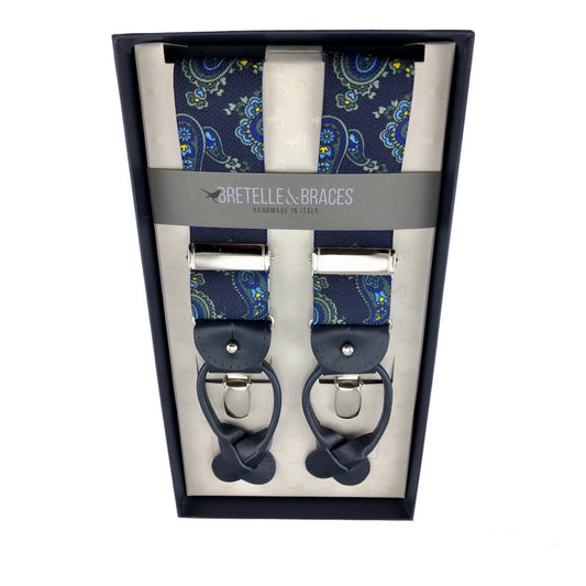 Bretelle & Braces Suspenders Blue Paisley