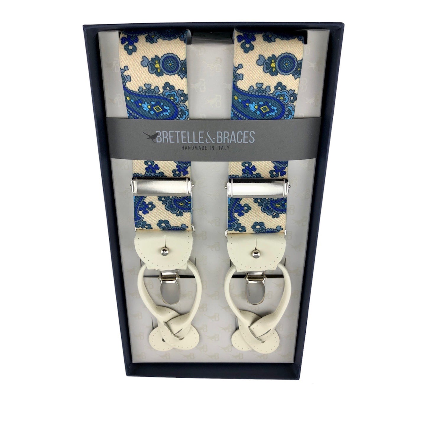 Bretelle & Braces Suspenders Cream Paisley