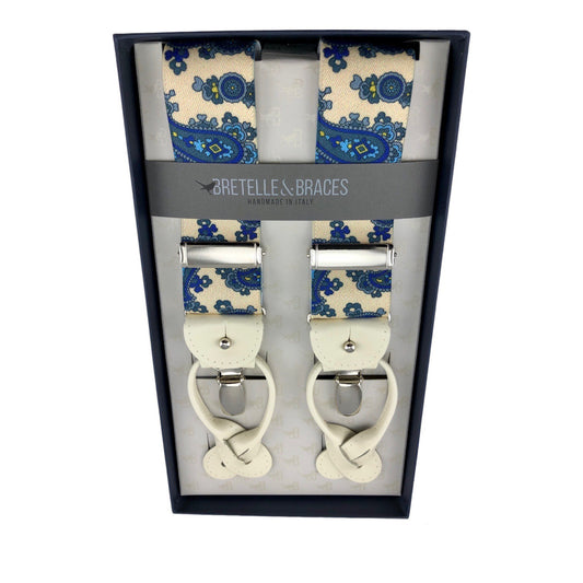 Bretelle & Braces Suspenders Cream Paisley