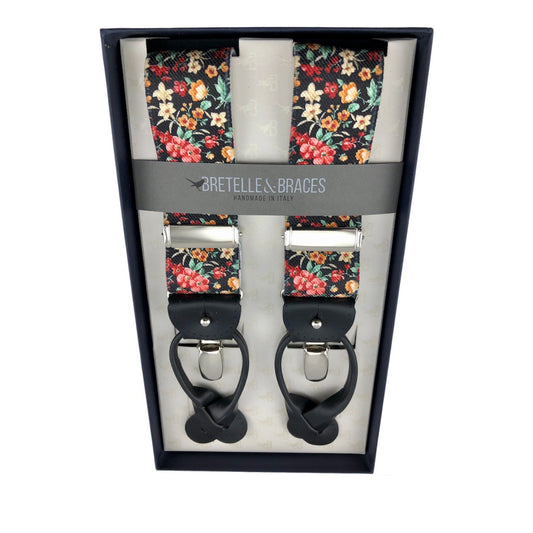 Bretelle & Braces Suspenders Black Floral