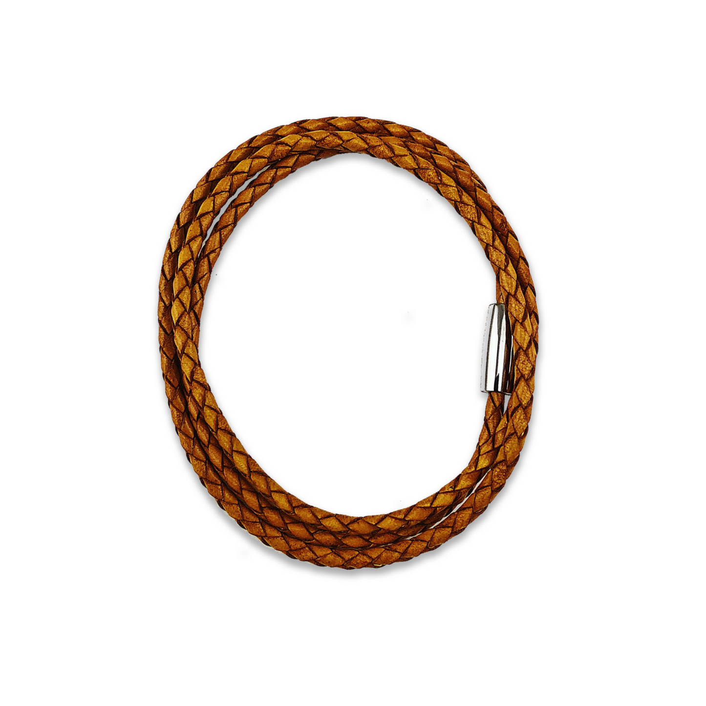 Triple Wrap Braided Leather Bracelet (Gold)